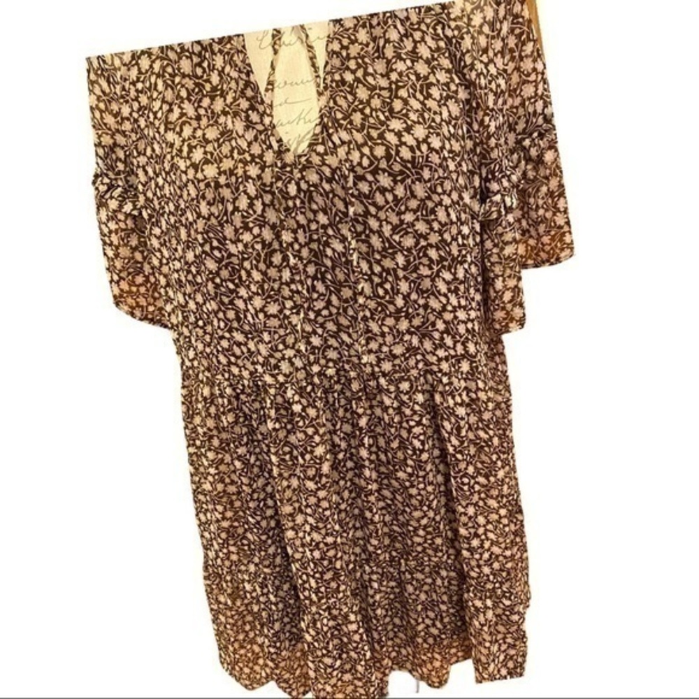H&M BOHO BROWN AND WHITE FLORAL DRESS